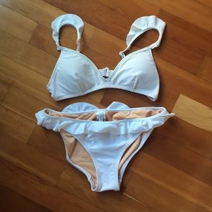 🏖White ruffle J Crew bikini!